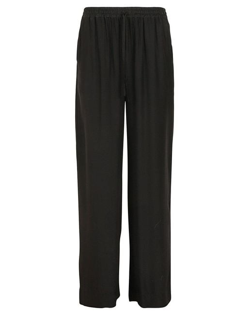 P.A.R.O.S.H. Black Silk Trousers With Wide Leg And Relaxed Fit