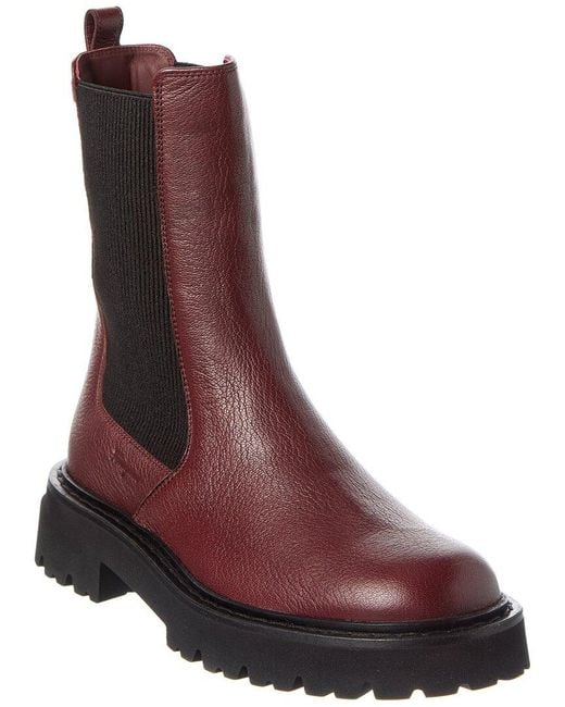 Ferragamo Purple Double Gancini Leather Boot