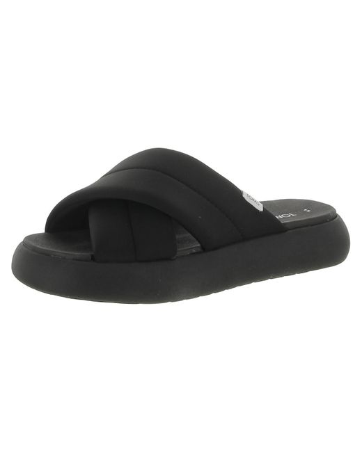 TOMS Black Round Toe Flat Slide Sandals