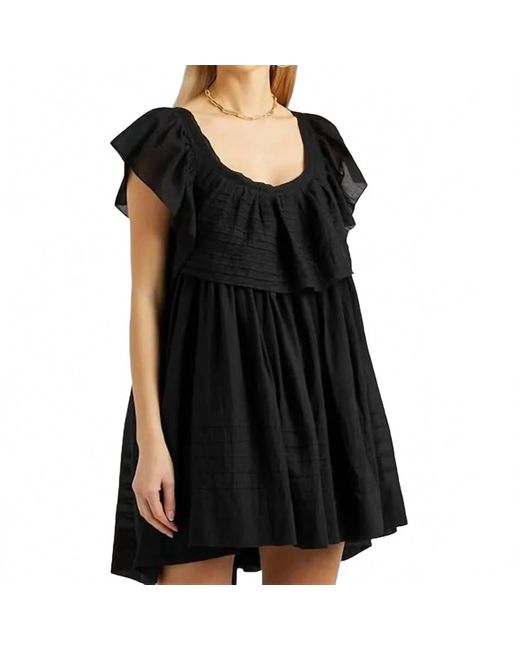 Free People Women's Black Hailey Ruffle Babydoll Mini Dress Free People Women's Black Hailey Ruffle Babydoll Mini Dress