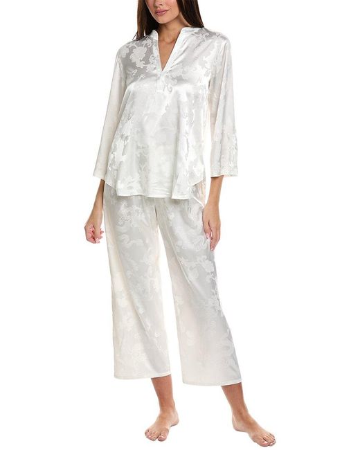 N Natori White 2pc Imperial Garden Pajama Set