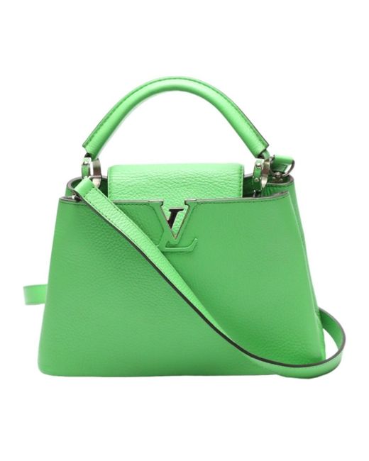 Louis Vuitton Green Capucines Leather Shopper Bag (pre-owned)