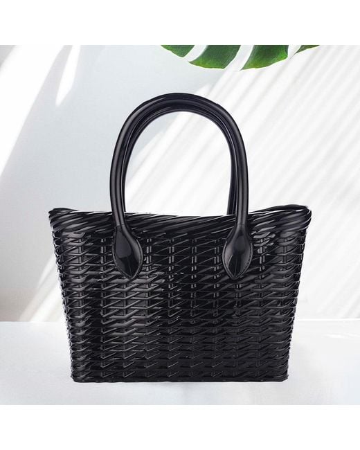 Fashnzfab Black Solid Jelly Tote Bag