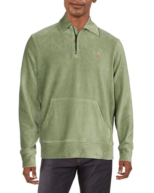 Polo Ralph Lauren Green Corduroy Logo 3/4 Zip Pullover for men