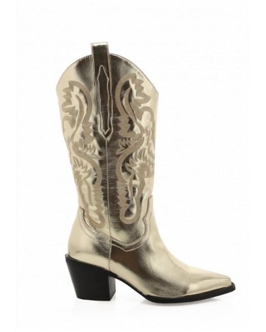 Billini Danilo Metallic Cowboy Boot in White | Lyst