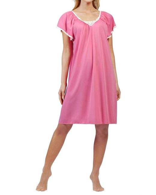 Shadowline Lingerie Pink Cameo With Flutter Sleeve Short Nightgown