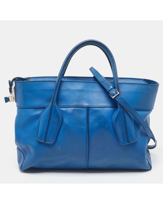 Tod's Blue Leather D-cube Tote