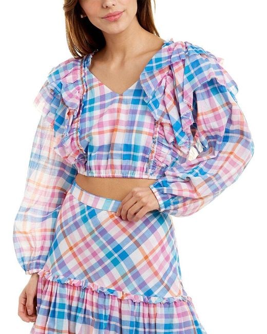 LoveShackFancy Blue Nilo Crop Top