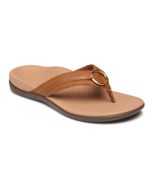 Vionic Brown Tide Aloe Leather Flip Flop Sandal