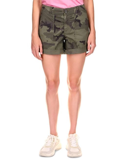 Sanctuary Green Camouflage Mini Cargo Shorts