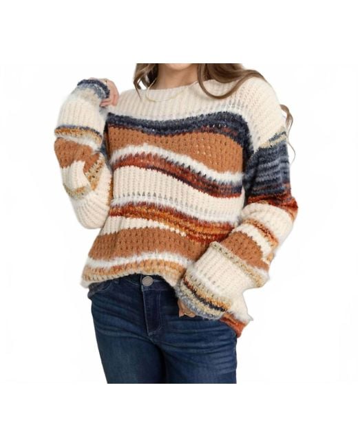 Charlie b Blue Long Sleeve Patchwork Sweater