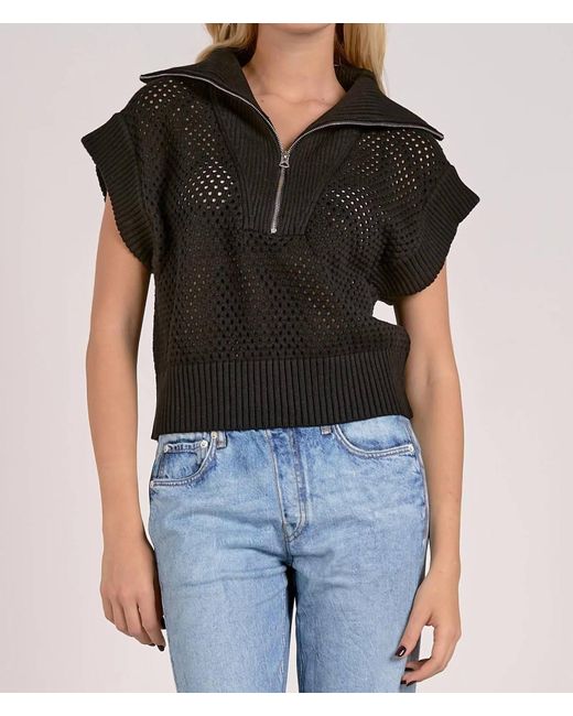 Elan Black Allie Zip Up Top