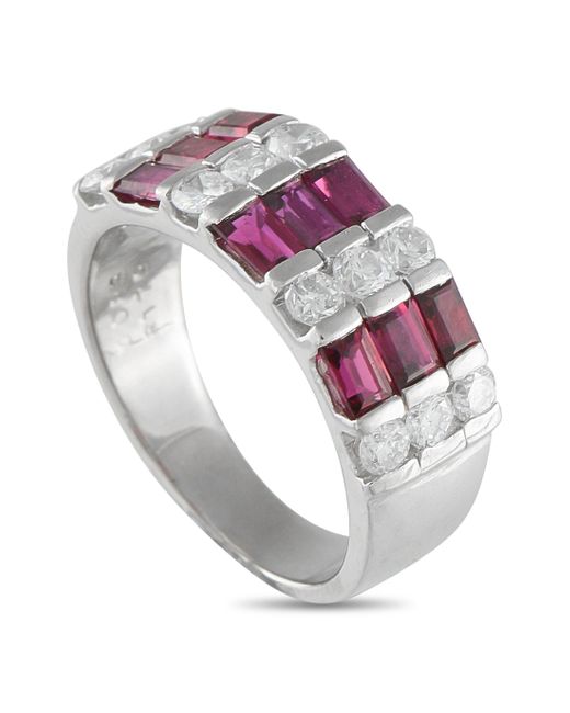 LB Exclusive Metallic Platinum 0.83 Ct Diamond And 1.79 Ct Ruby Ring Mf18-073125