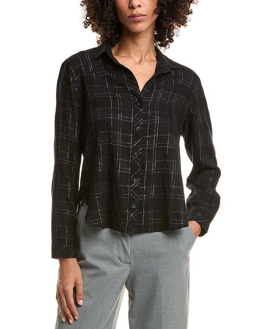Bella Dahl Black Lurex Plaid Top