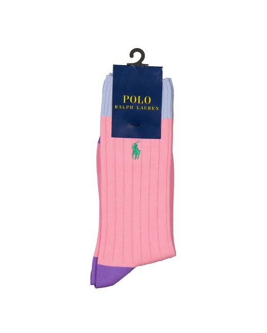 Polo Ralph Lauren Pink Embroidered Pony Cotton Socks for men