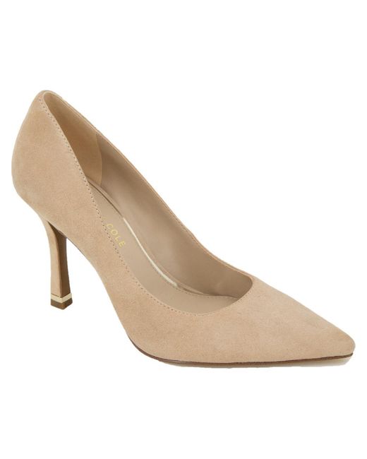 Kenneth Cole Natural Romi Suede Flared Heel Pumps