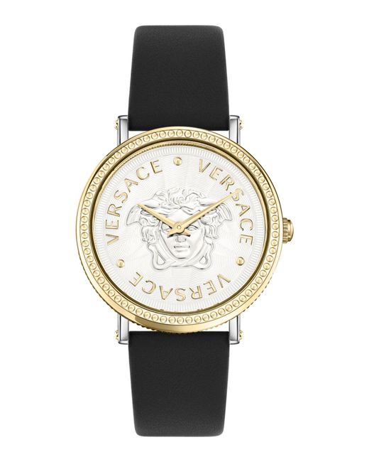 Versace Metallic V-dollar Leather Watch