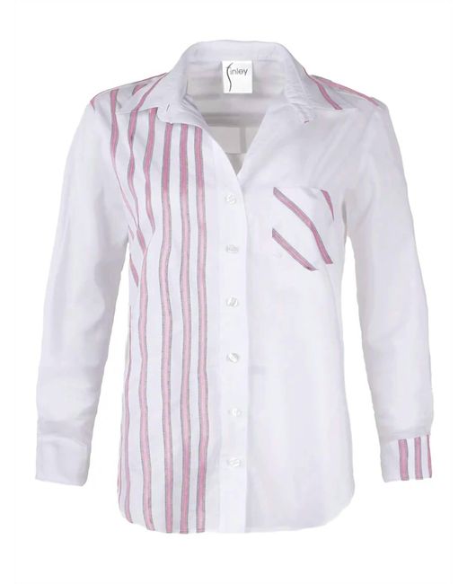 Finley White Alex Ribbon Stripe Shirt