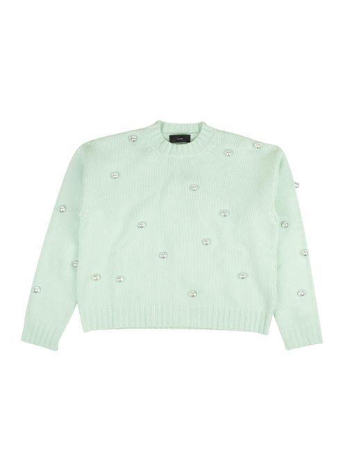 Alanui Green Mint Knit Marble Studder Cashmere Sweater