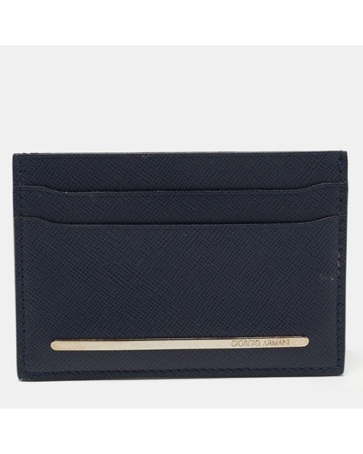 Giorgio Armani Blue Navy Leather Card Holder