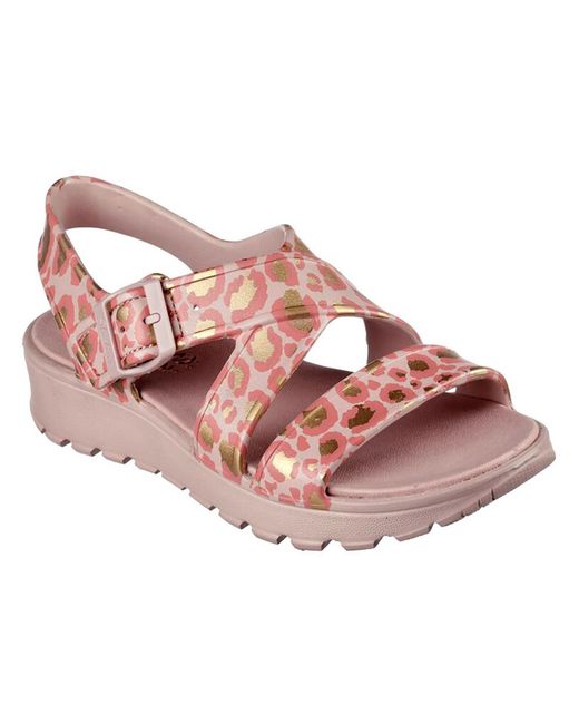 Skechers Pink Fierce Vibes Slip On Strappy Wedge Sandals