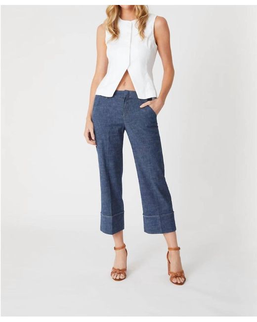 Level 99 Blue Lauren Cuffed Trouser