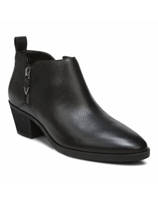 Vionic Black Cecily Leather Ankle Bootie - Medium Width