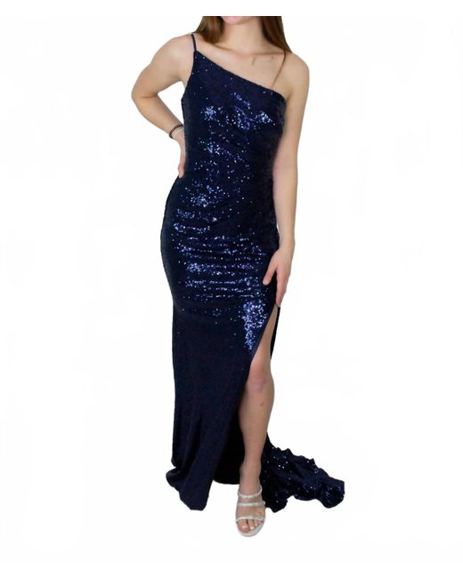 Sherri Hill One Shoulder Prom Dress in Blue | Lyst