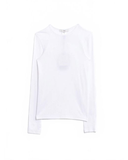 Tibi White Ribbed Crewneck Pullover Tee