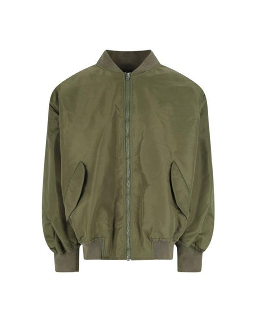Hed Mayner Green Nylon Zip Jacket With Ribbed Details for men