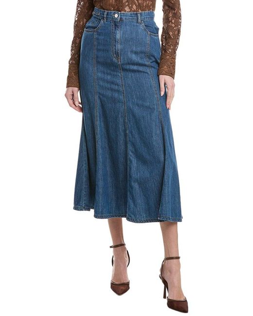 Marella Blue Edera Midi Skirt