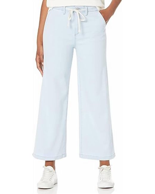 PAIGE White Carly Waistband Tie High Rise Wide Leg Ankle Jeans