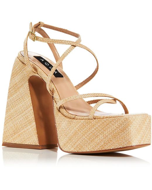 Aqua Metallic Adjustable Open Toe Block Heels