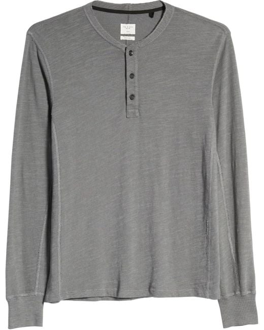 Rag & Bone Gray Classic Flame Henley, Dark for men