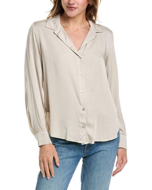 Bella Dahl White Flowy Button-down Shirt