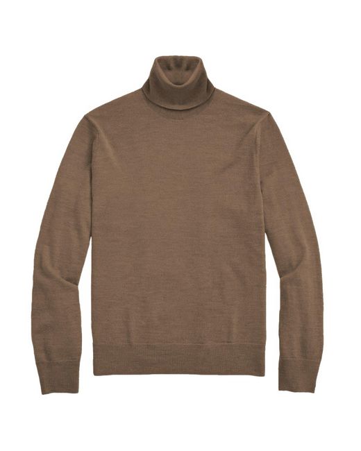 TRUEDAMES Brown Solid Turtleneck Sweater for men
