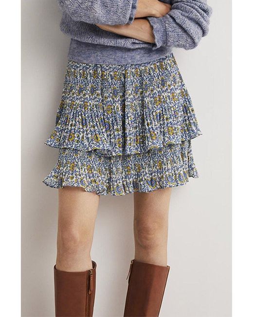 Boden Blue Plisse Mini Skirt