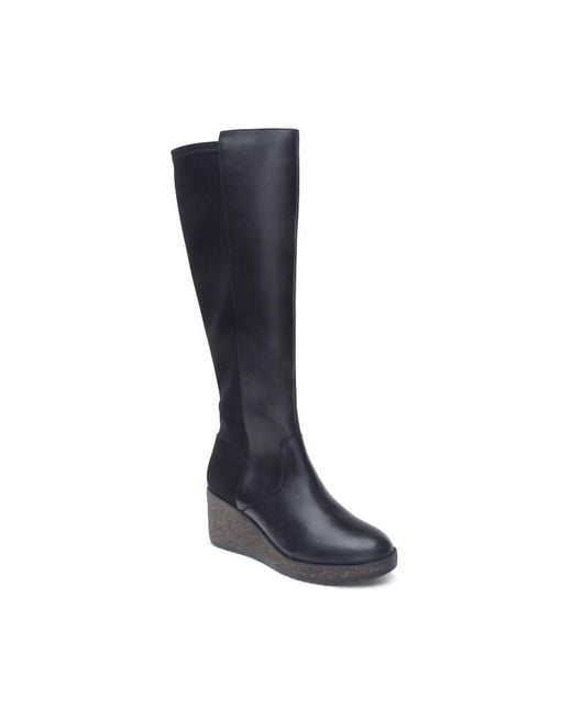 Aetrex Black Rose Wedge Tall Boot
