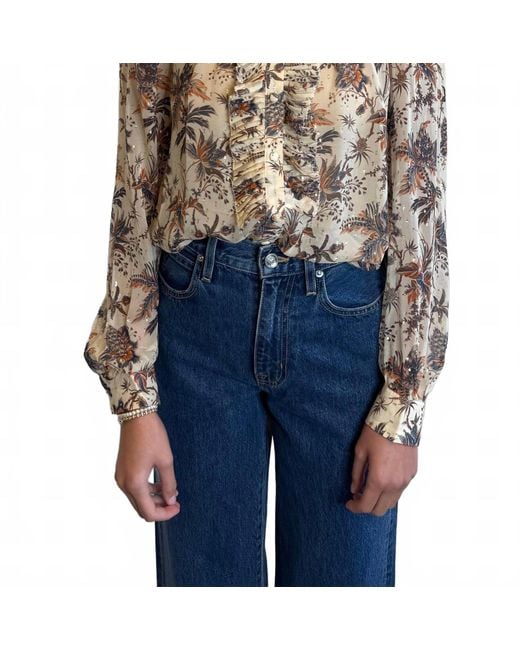 Ulla Johnson Blue Nina Ruffle Placket Blouse