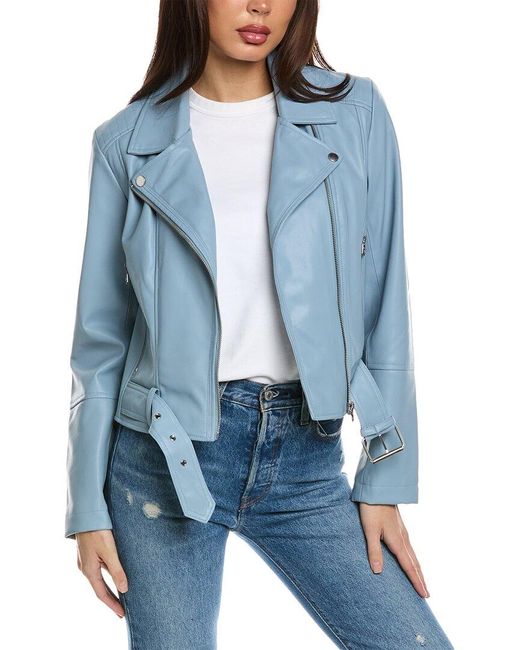 French Connection Blue Asymmetrical Moto Jacket