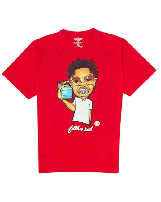 Filthie Rich Red Braces T Shirt for men