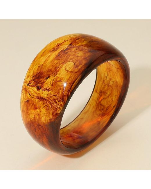 Fashnzfab Orange Bold Wide Celluloid Acetate Bangle Bracelet