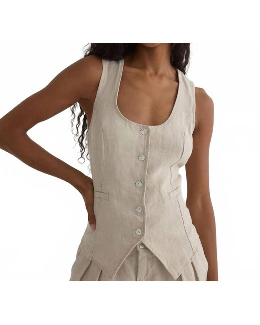 Bella Dahl Natural Linen Scoop Neck Vest