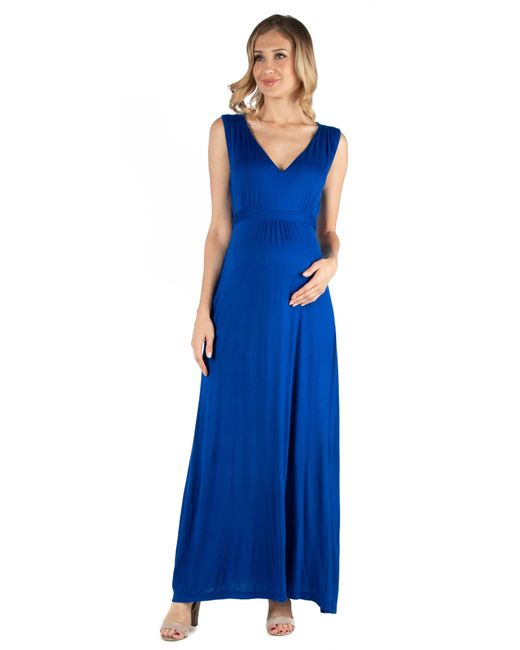 sleeveless empire waist maternity maxi dress Ivory Empire Waist V-neck Sleeveless Satin Bridesmaid Gown