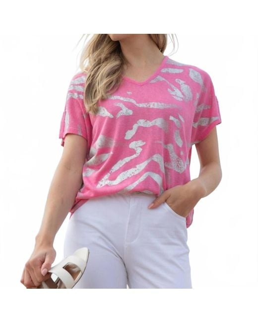 Marble Purple Zebra V-Neck Top