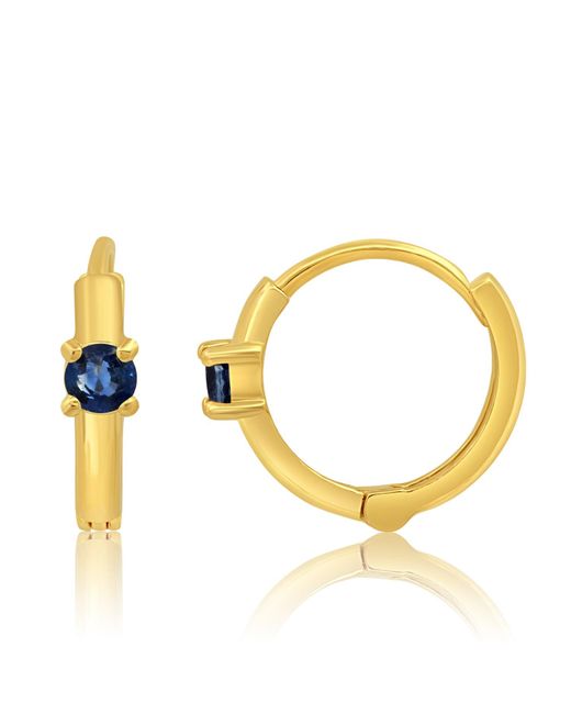 MAX + STONE Metallic Natural Gemstone Pair Small Huggie Hoop Earrings In 14k Yellow Gold With Hidden Clip Closure