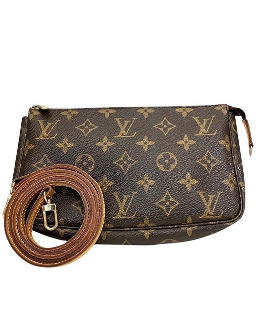 Louis Vuitton Brown Pochette Accessoires Canvas Shoulder Bag (pre-owned)