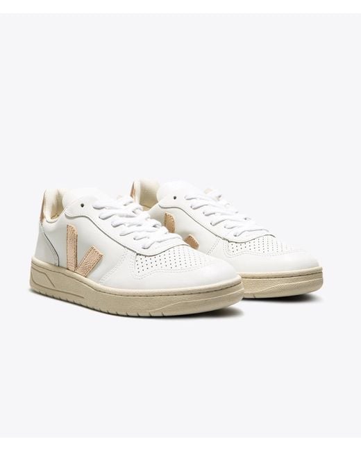 Veja Women's White V-10 Sneakers Platine Leather Lace Up Sneakers Shoes  Ham328