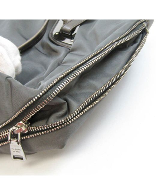 Prada Gray Synthetic Tote Bag (pre-owned)