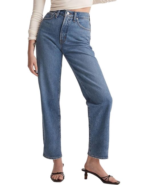 Madewell Blue The Perfect Vintage High-rise Distressed Straight Leg Jeans